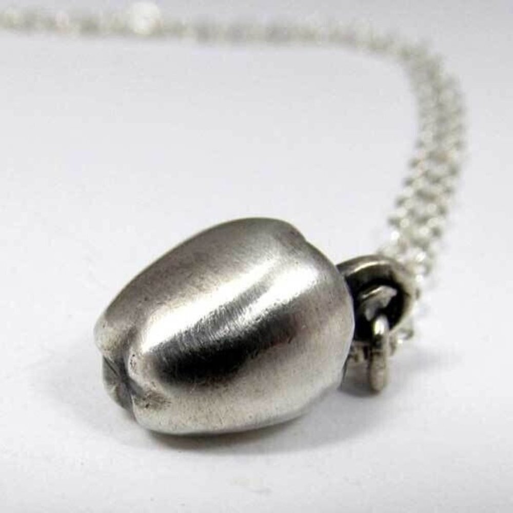 André Chernier Handcrafted Apple Silver Charm & Necklace